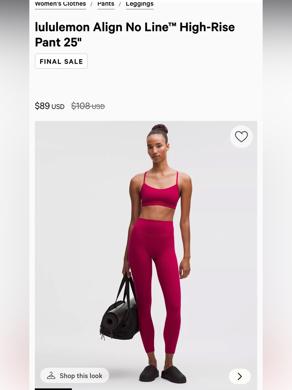 lululemon athletica Berry Rumble Performance Leggings size 4